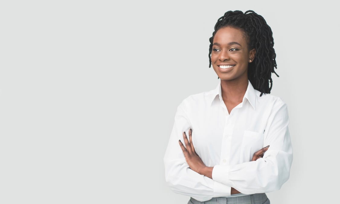 Portrait of a Confident Businesswoman on White Background